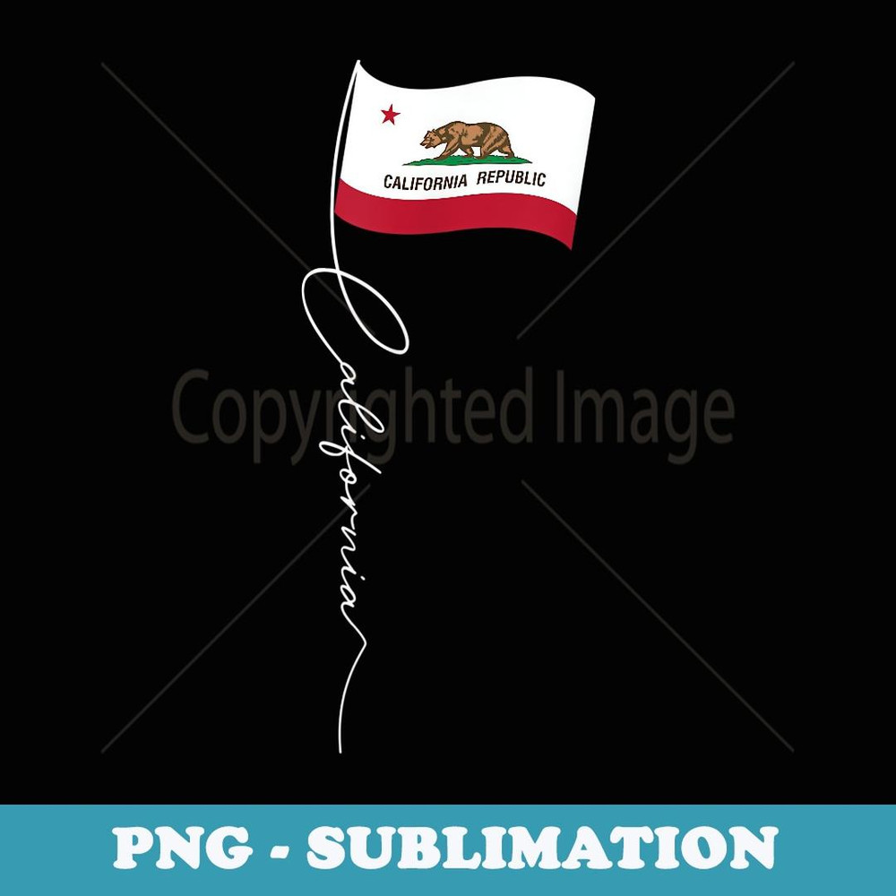 California Signature Flag Pole - Elegant Californian Flag - Unique Sublimation PNG Download