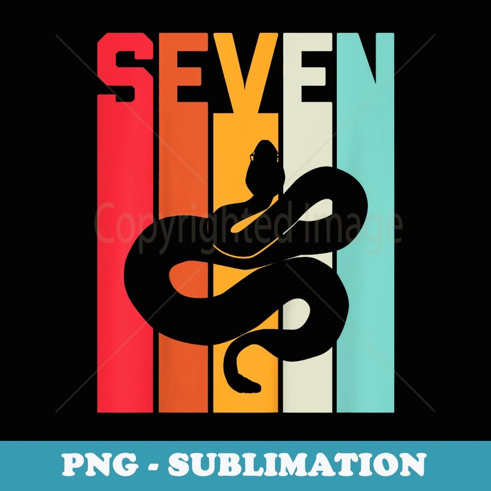 7th Birthday Vintage Snake Lover Pet Reptile 7 Years Old - Trendy Sublimation Digital Download