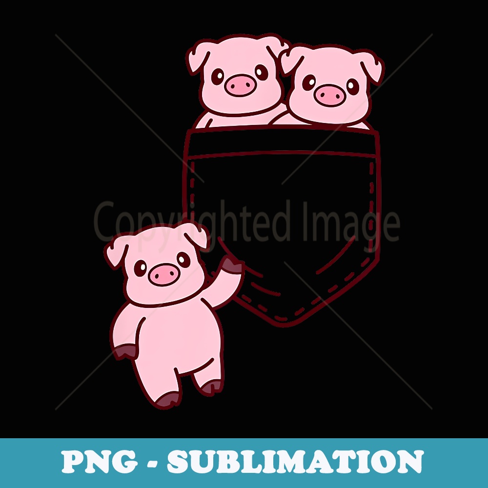 For Pig Lovers Cute Kawaii Baby Pig In Pocket - Sublimation Digital Download