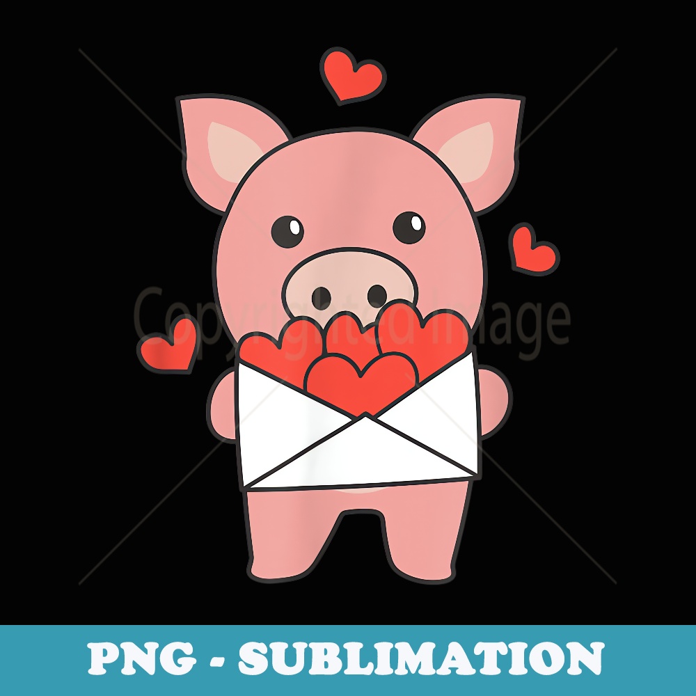 Pig For Valentine's Day Cute Animals With Hearts - Aesthetic Sublimation Digital File