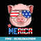 Pig 4th of July Merica USA American Flag - Artistic Sublimation Digital File