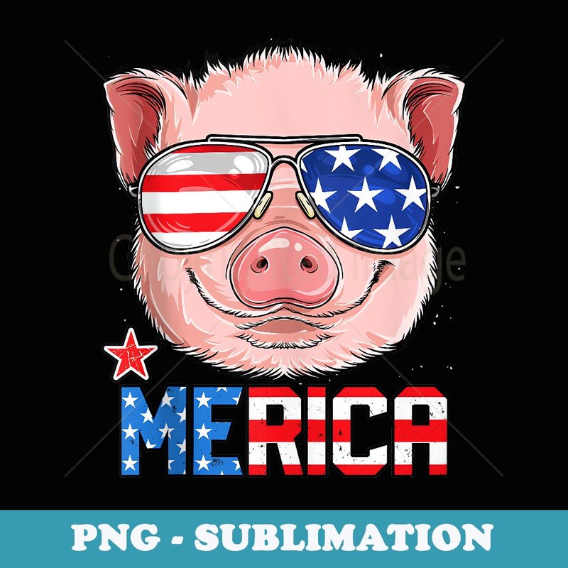 Pig 4th of July Merica USA American Flag - Artistic Sublimation Digital File