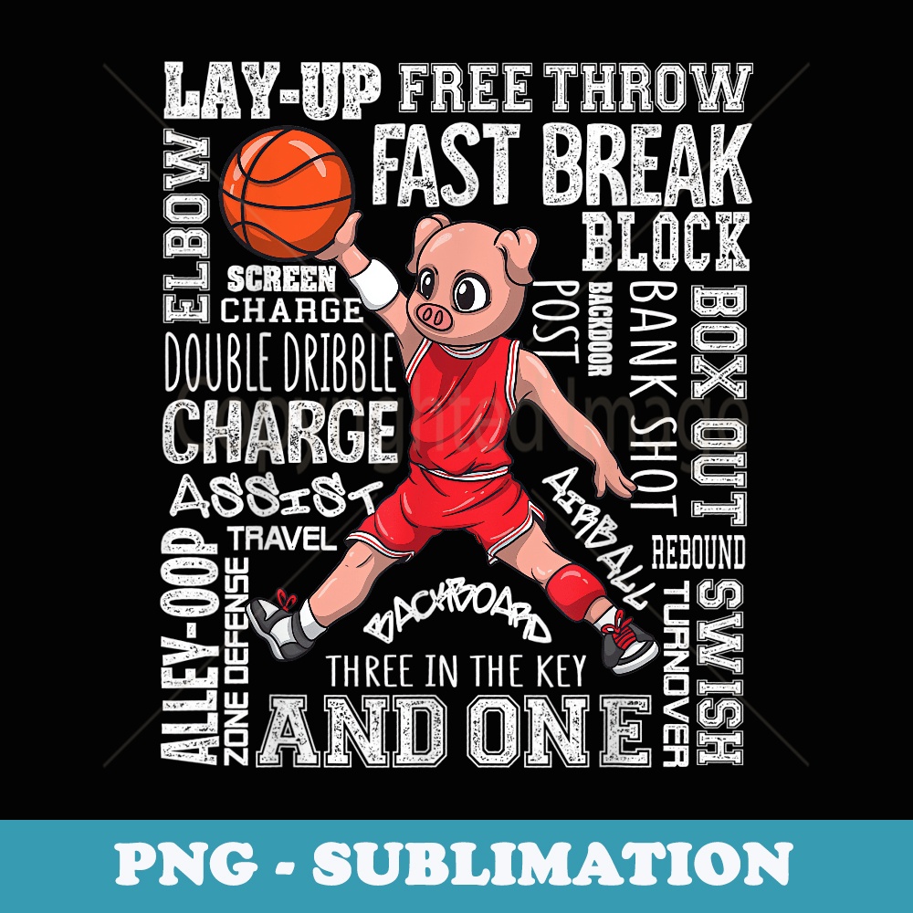 Funny Basketball s Boys Girls Cute Pig - Professional Sublimation Digital Download