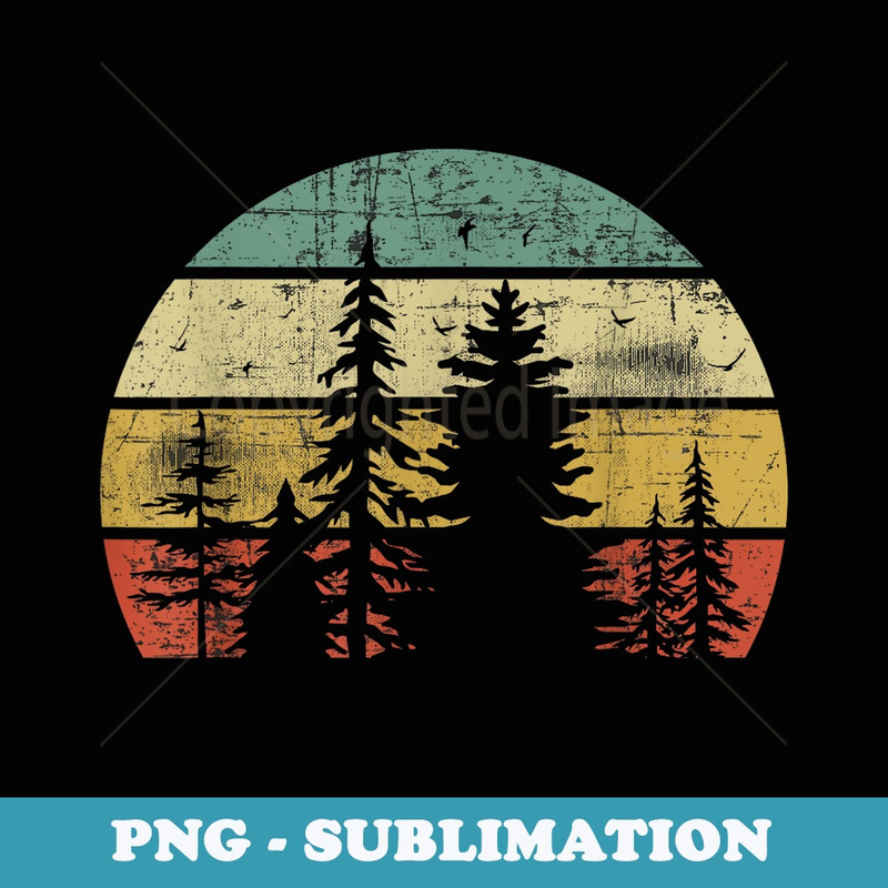 Retro Wildlife Trees Outdoors Nature Forest - Trendy Sublimation Digital Download