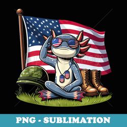 salute axolotl american usa flag memorial day 4th of july - png transparent sublimation file