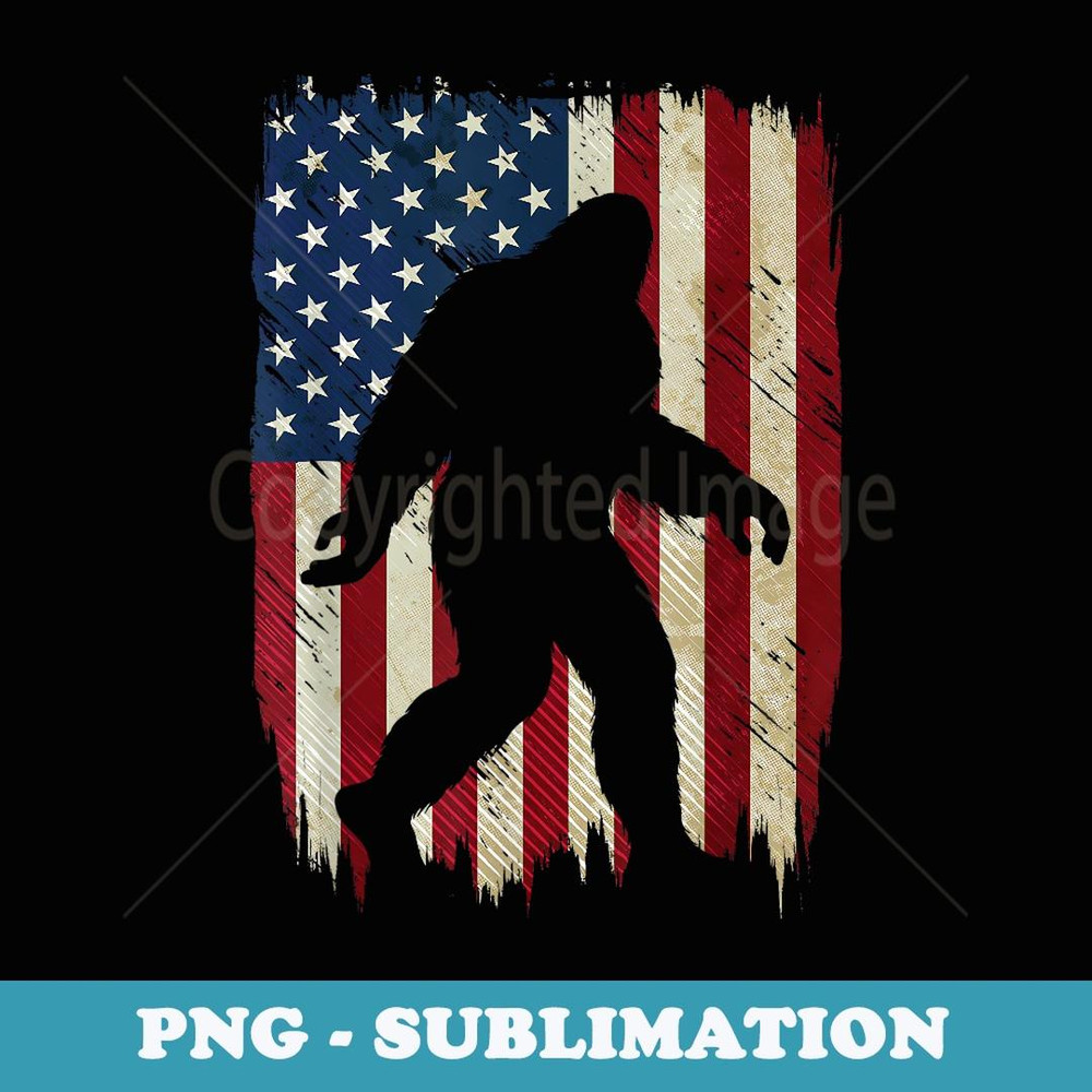 Patriotic Bigfoot 4th of July American Flag Funny Sasquatch - High-Resolution PNG Sublimation File