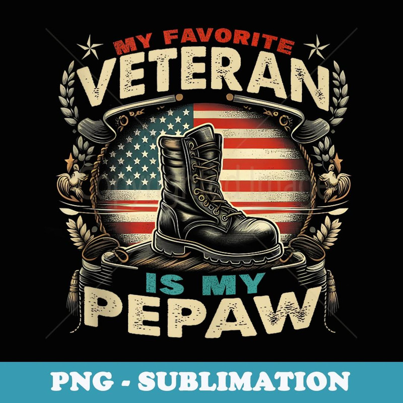 Veteran Pepaw Grandpa USA Flag 4th Of July - Unique Sublimation PNG Download
