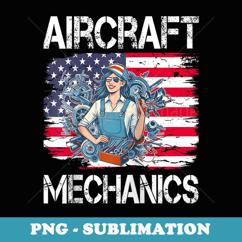 Aircraft Mechanics American Patriotic USA Flag Raglan Baseball - Creative Sublimation PNG Download