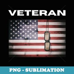 veteran - with american flag & dog tags