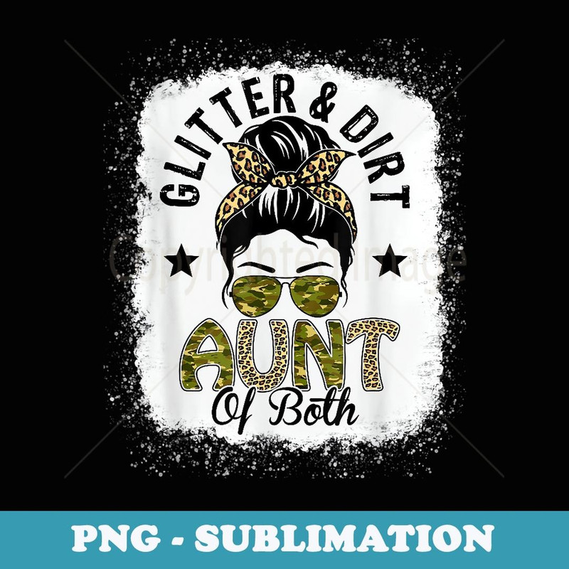 Aunt Of Both Messy Bun Leopard Camo Bleached Mother's Day - Sublimation PNG File