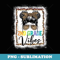 leopard messy bun bleached girls 2nd grade back to school - premium png sublimation file