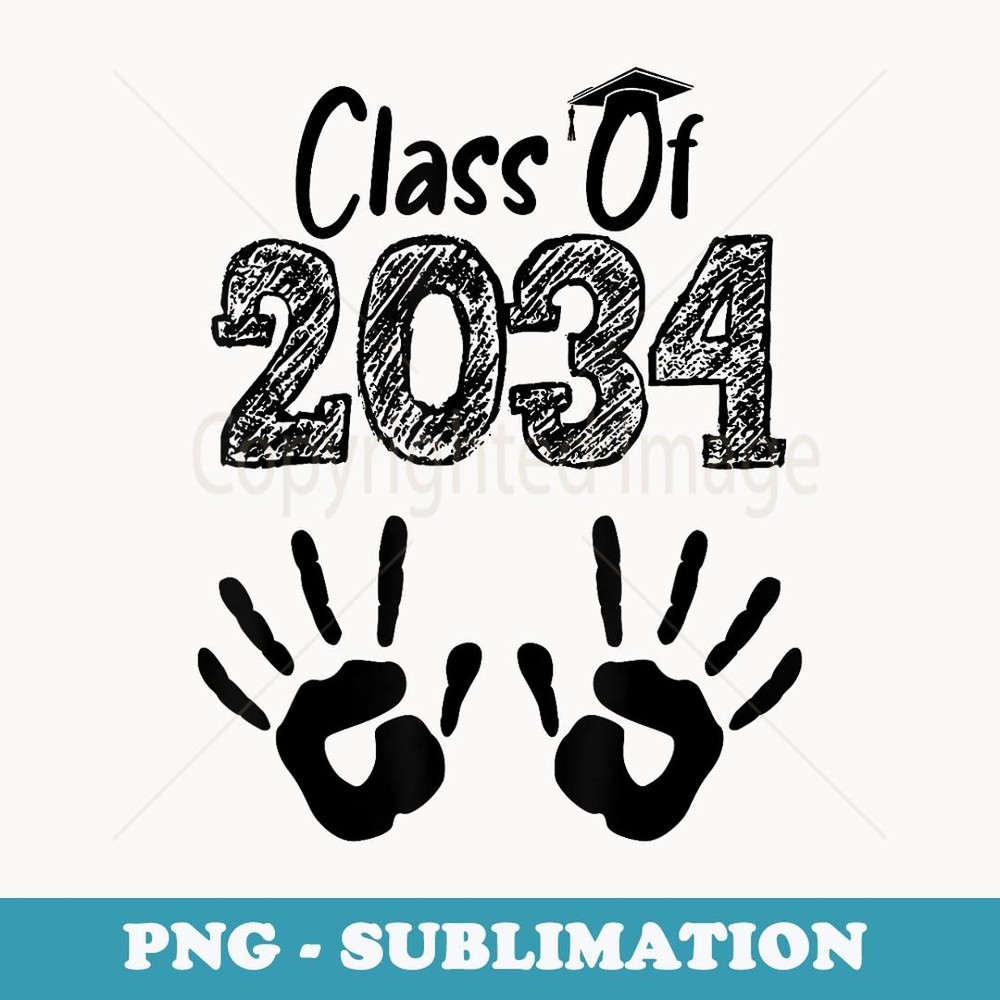 Class of 2034 Grow With Me Handprint On Back Pre-K Boy Girl - Creative Sublimation PNG Download