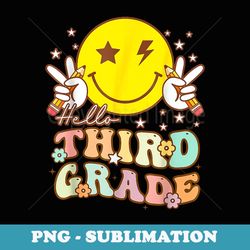 hello third grade hippie smile face 3rd grade back to school - decorative sublimation png file