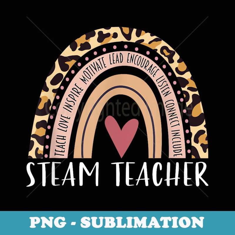Leopard Rainbow Steam Teacher Back to School Cute - PNG Transparent Sublimation File