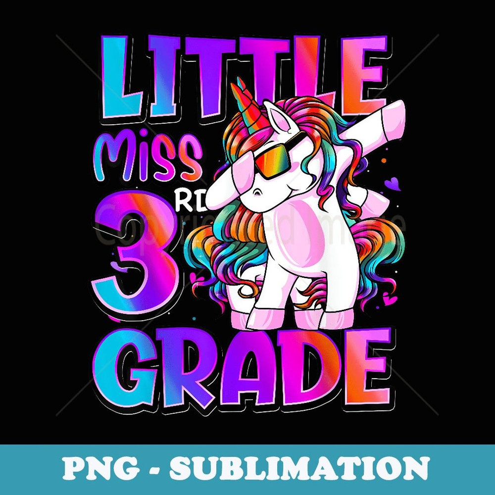 Little Miss 3rd Grade Unicorn Back To School 3rd Grade Girls - Vintage Sublimation PNG Download