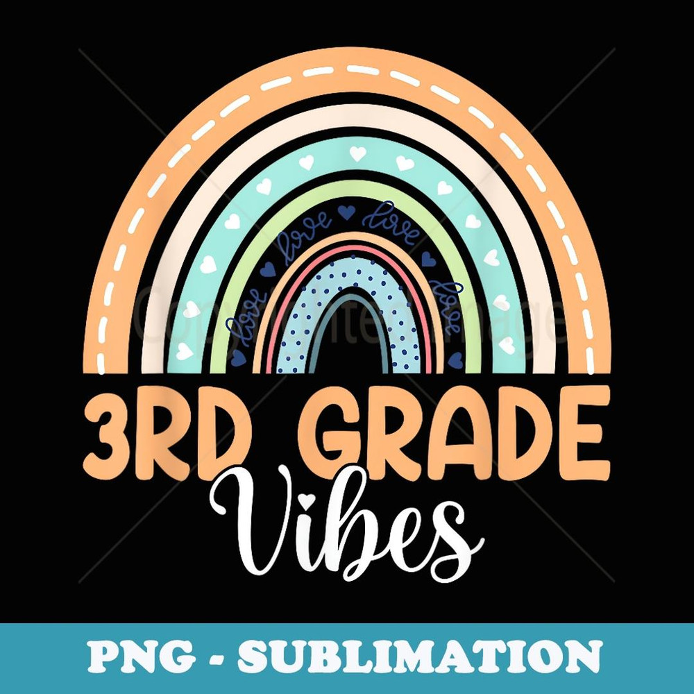 Rainbow Third Grade Vibes 3rd Grade Teacher Back To School - Elegant Sublimation PNG Download