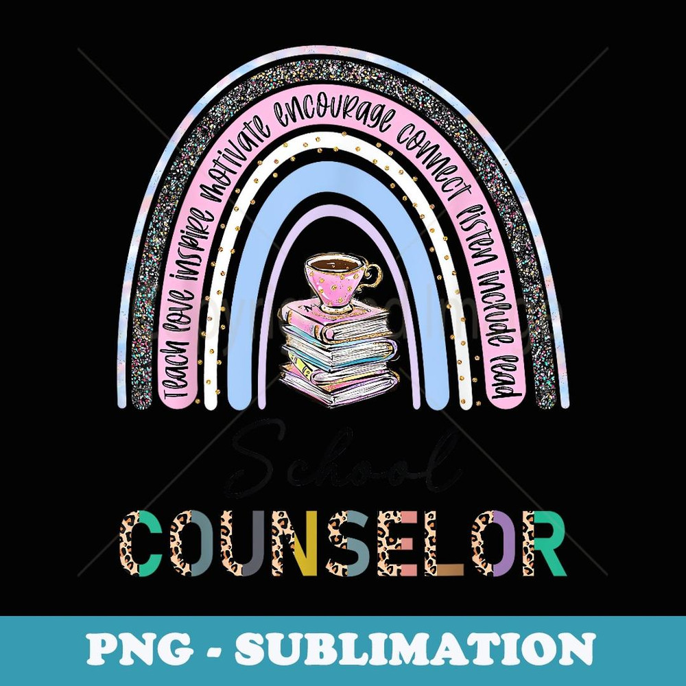 School Guidance Counselor Rainbow Leopard Back to School - Premium PNG Sublimation File