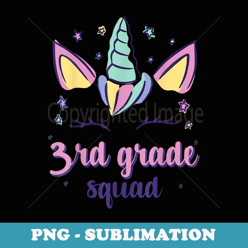 Third Grade Unicorn Squad 1st School Day Team 3rd Grade - Retro PNG Sublimation Digital Download
