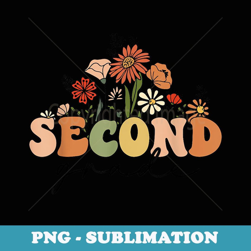 Retro Groovy Second Grade Teachers Back To School Student - PNG Transparent Sublimation File