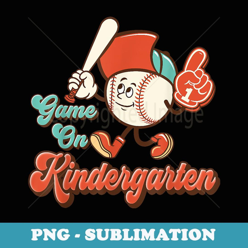 Groovy Baseball Game On Kindergarten Back To School Boy Girl - PNG Sublimation Digital Download