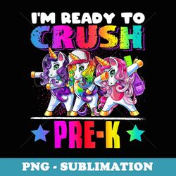 crush pre-k dabbing unicorn back to school backpack girl - elegant sublimation png download