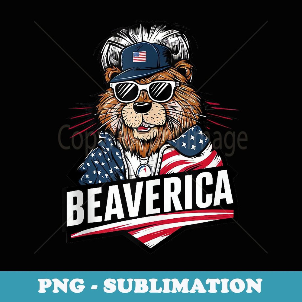 4th July Beaverica beaver Animal American Flag America USA - Retro PNG Sublimation Digital Download