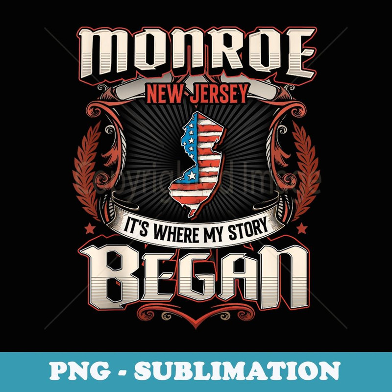 Monroe New Jersey USA Flag 4th Of July - Exclusive PNG Sublimation Download
