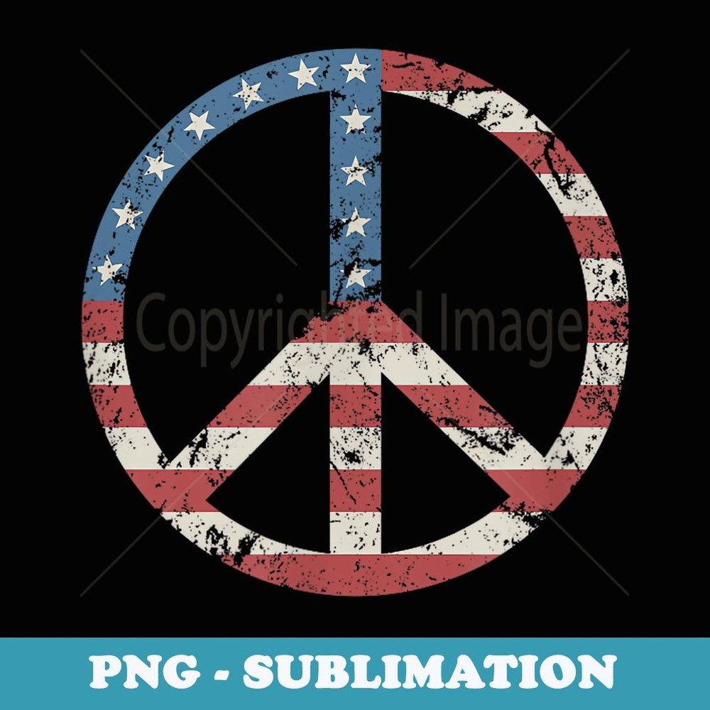Peace Vintage American Flag - Retro PNG Sublimation Digital Download
