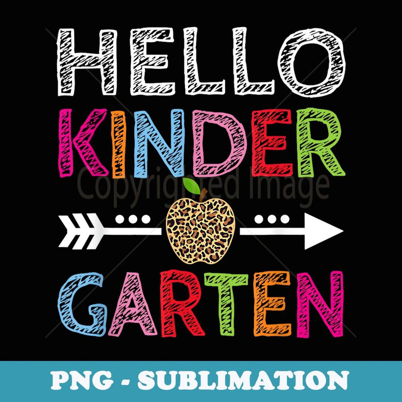 Hello Kindergarten Back to School Teacher Student Leopard - Retro PNG Sublimation Digital Download