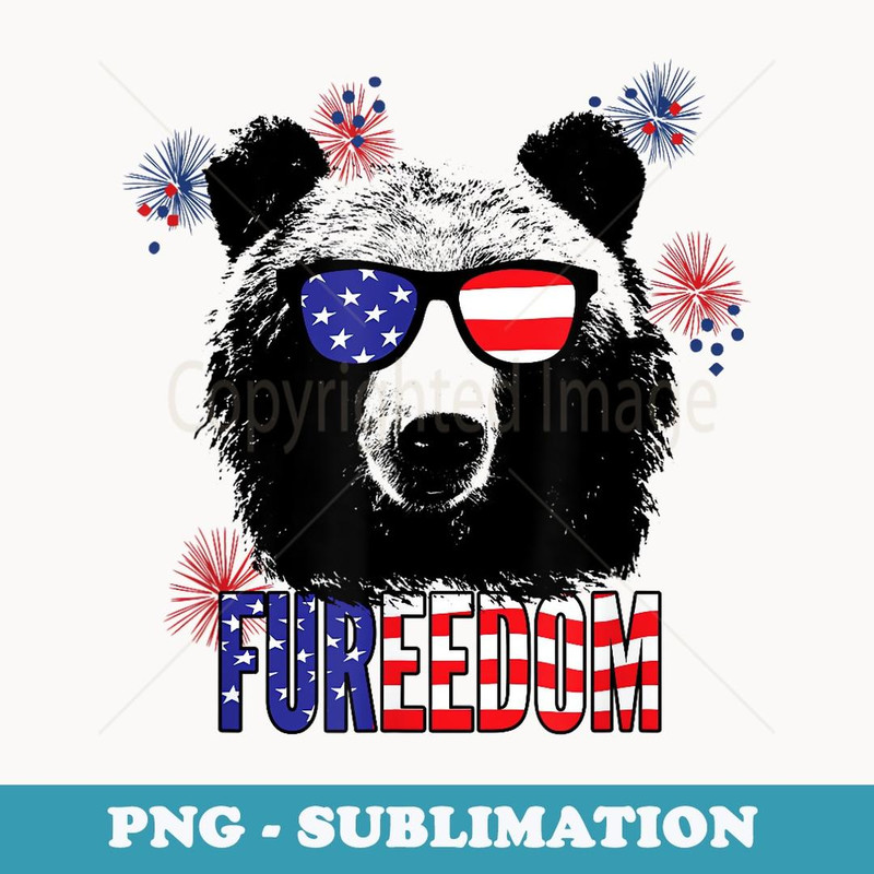 Patriotic Bear American Flag Day 4th of July s - PNG Transparent Sublimation Design