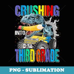 crushing into third grade monster truck dinosaur boys - decorative sublimation png file