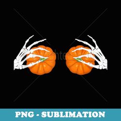 halloween 's bikini boob pumpkin skeleton hand on breast - special edition sublimation png file