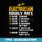 Funny Electrician Hourly Rate s for Electrician - Retro PNG Sublimation Digital Download