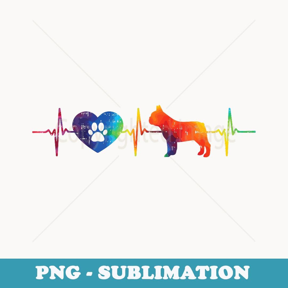 Heartbeat French Bulldog Tie Dye Frenchie Hippie Dog - Sublimation Digital Download