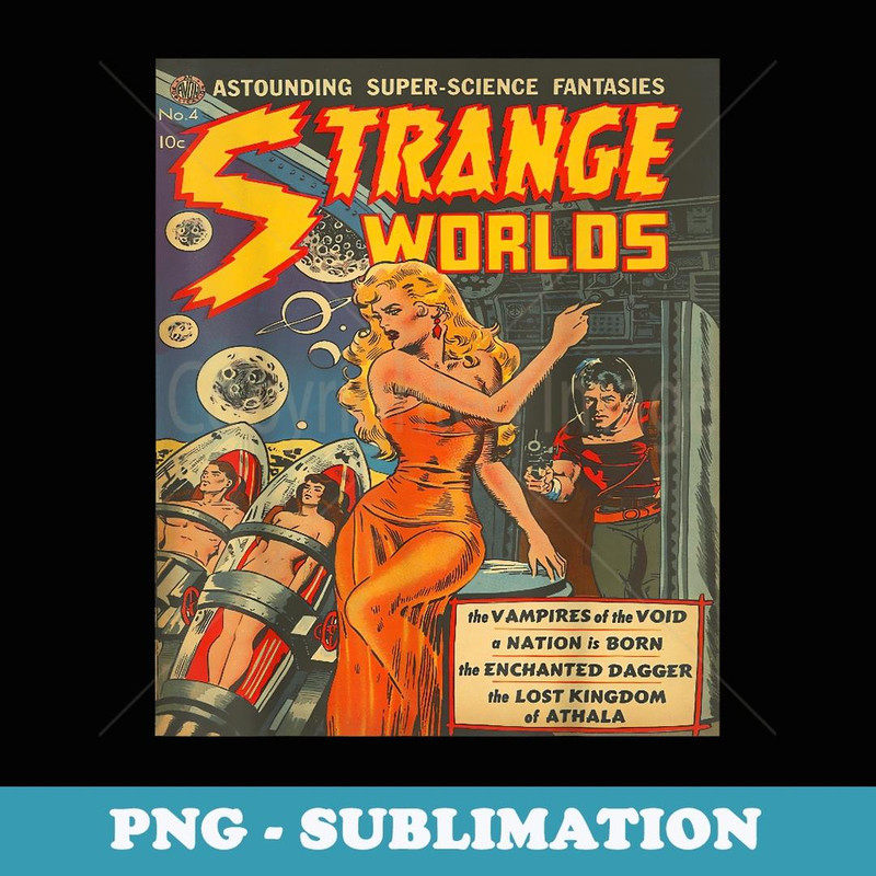 Vintage Golden Age Classic Strange Worlds Comic - PNG Sublimation Digital Download