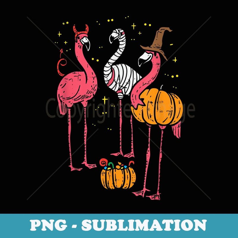 Spooky Flamingo Trio Funny Halloween - PNG Sublimation Digital Download