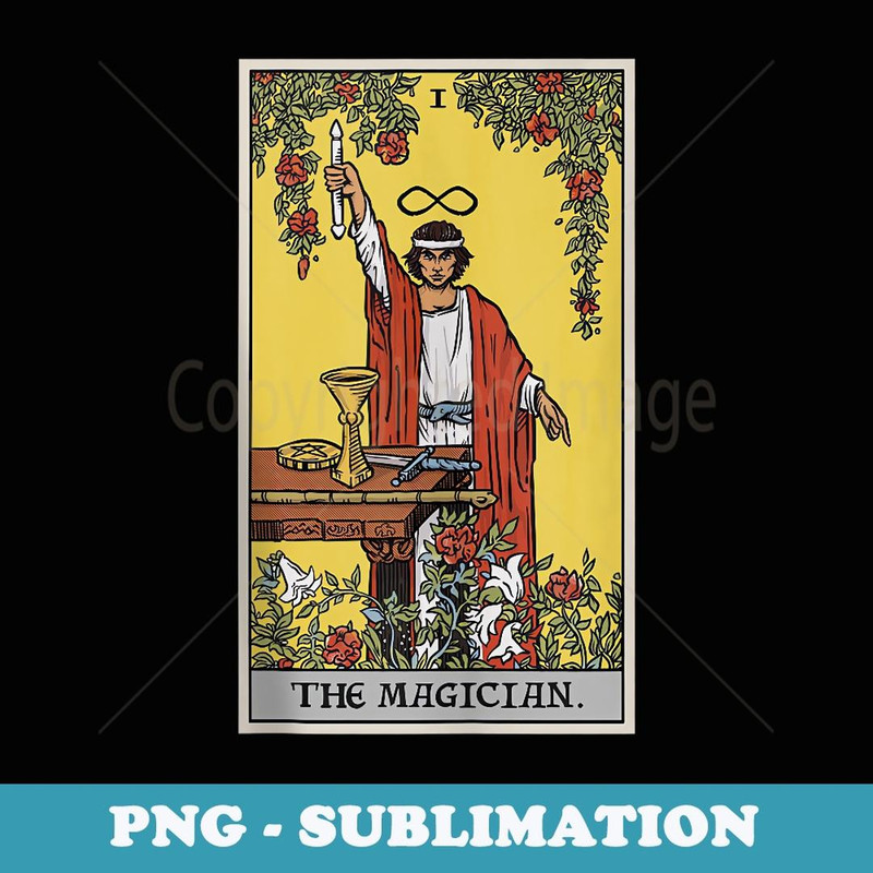 The Magician Tarot Card Spiritual Pagan Witch Divination - Retro PNG Sublimation Digital Download