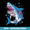 Shark Zombie Halloween Boys Men Skeleton Skull Rib Cage - PNG Sublimation Digital Download
