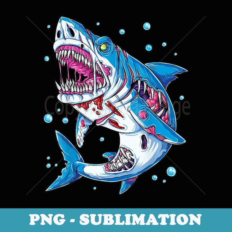 Shark Zombie Halloween Boys Men Skeleton Skull Rib Cage - PNG Sublimation Digital Download