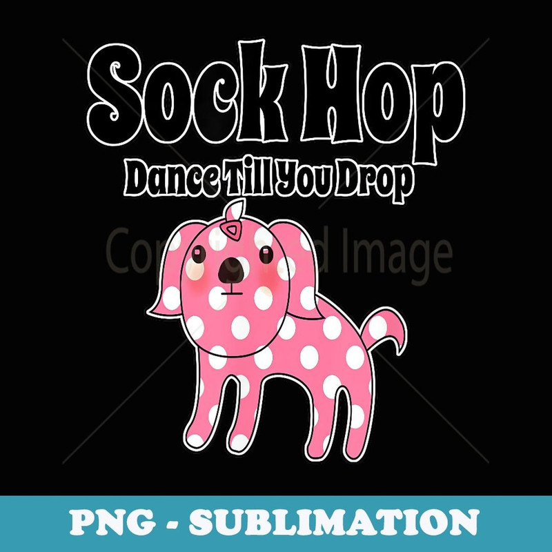 1950's Sock Hop Pink Polka Dot Dog - PNG Transparent Sublimation File