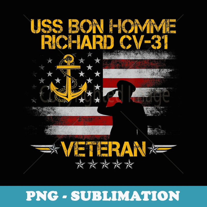 USS Bon Homme Richard CV-31 Aircraft Carrier Veteran Flag - Special Edition Sublimation PNG File