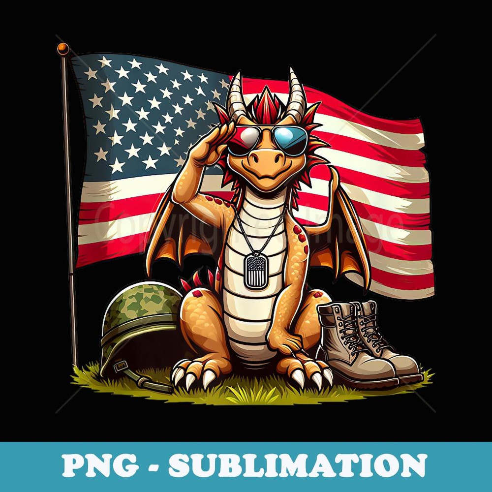 Salute Dragon American USA Flag Memorial Day 4th of July - Exclusive Sublimation Digital File