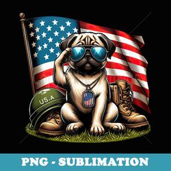 salute pug american usa flag memorial day 4th of july - artistic sublimation digital file