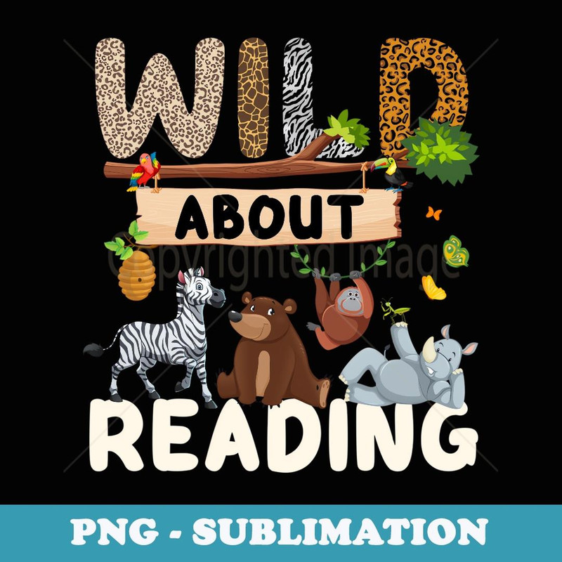 Funny Wild About Reading Book Leopard Animals Back To School - Trendy Sublimation Digital Download