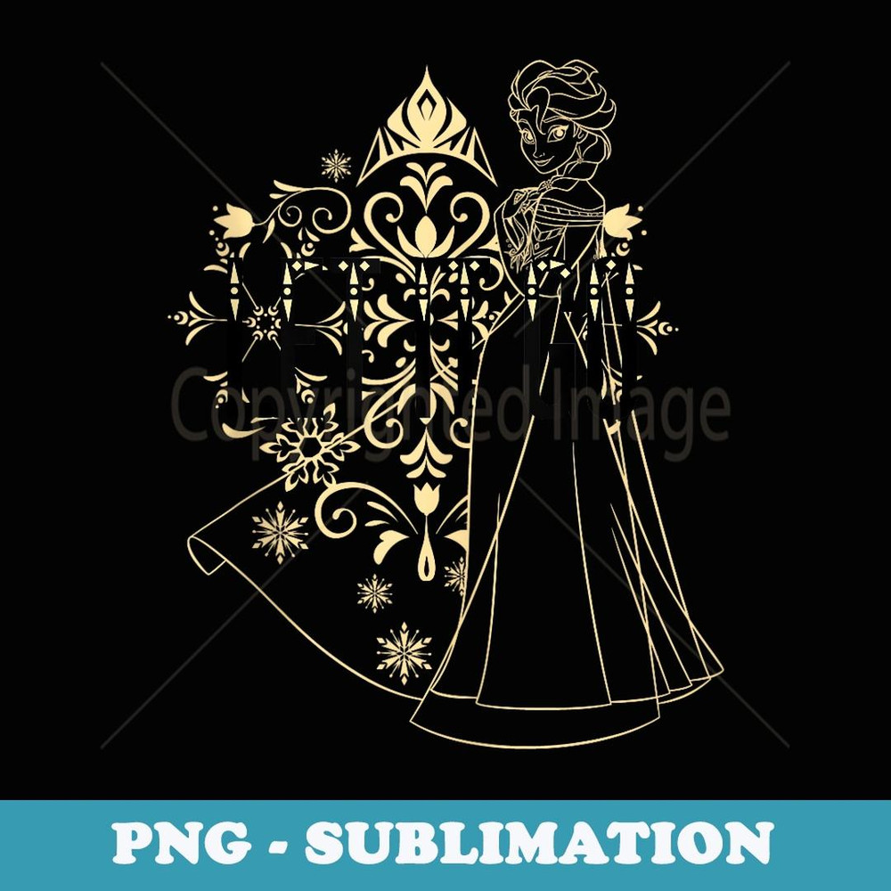 Disney Frozen Elsa Line Art Let It Go - Vintage Sublimation PNG Download