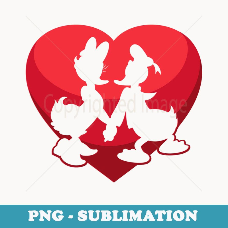 Disney Donald and Daisy Duck Valentine's Day Heart - Elegant Sublimation PNG Download