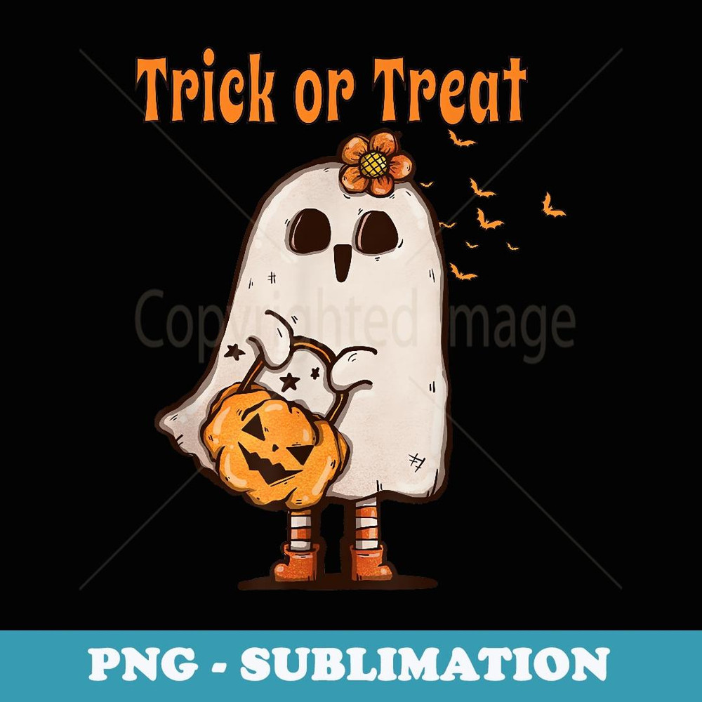 Ghost Halloween Costume Trick or Treat For Girls Cute - PNG Transparent Sublimation Design