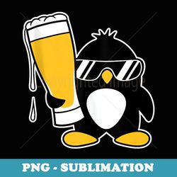 funny penguin with cool sunglasses holding a beer alcohol - png transparent sublimation design