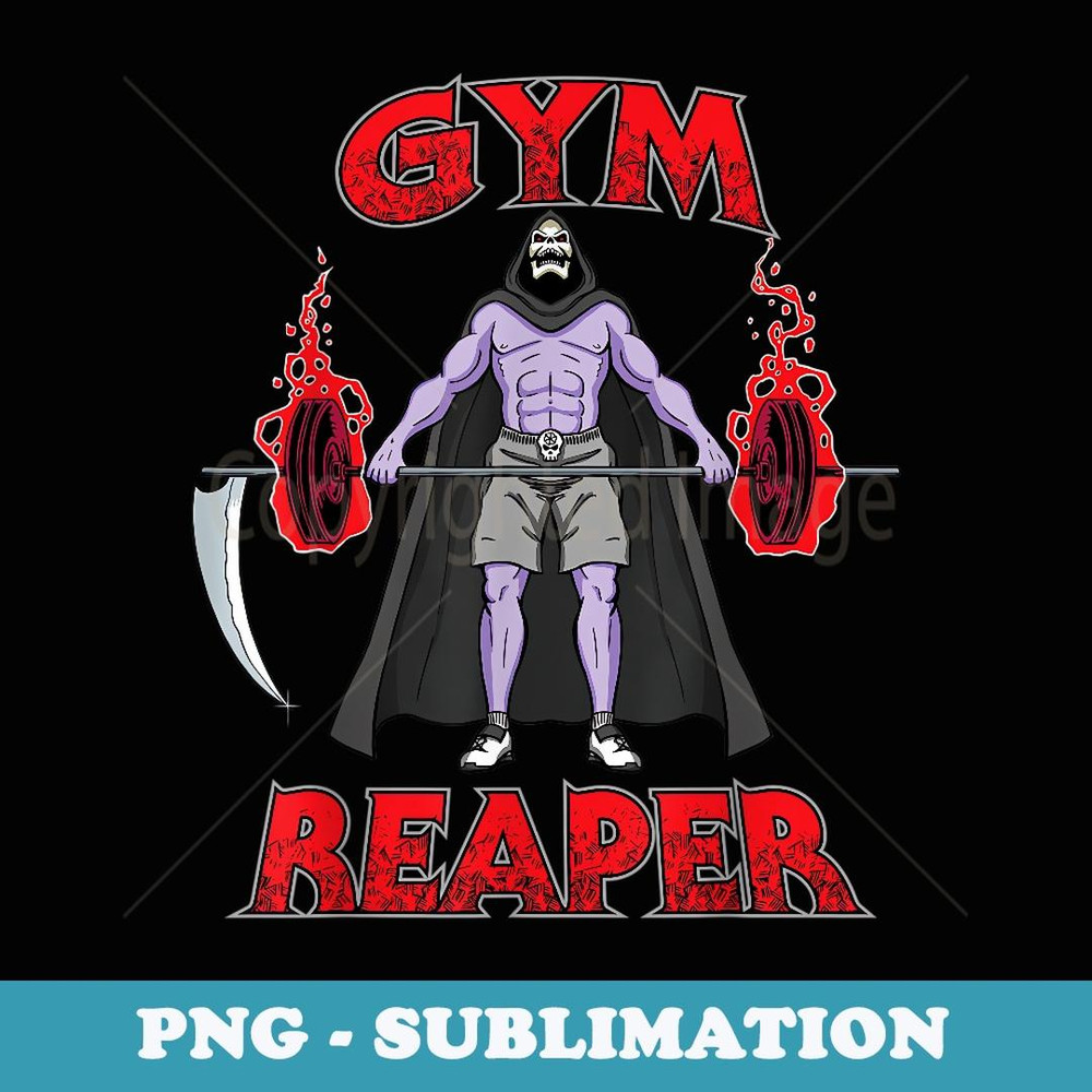 Gym Reaper - Swole Grim Reaper Halloween Gym Lifting Workout - Instant PNG Sublimation Download
