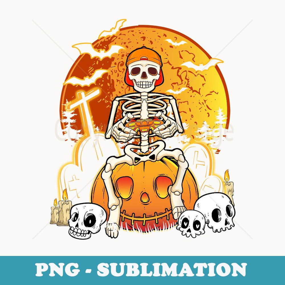 Skeleton Gamer Halloween 2023 Men Boys Scary Gaming - PNG Transparent Sublimation File